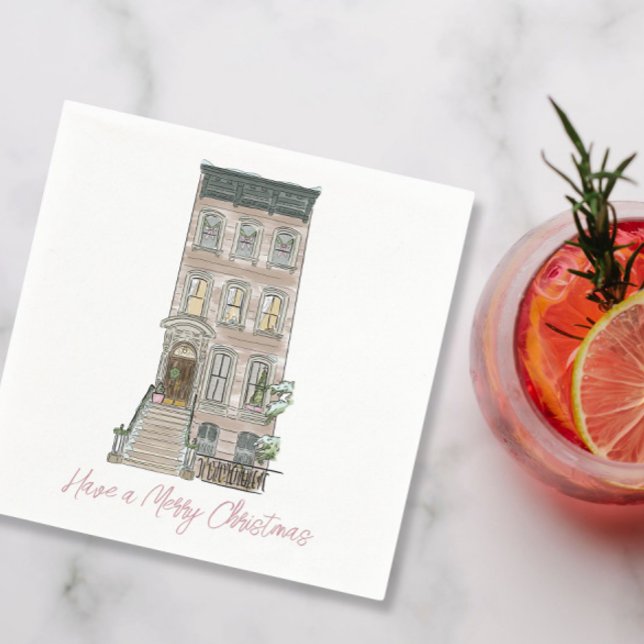 Pink NYC Christmas Party Decor  Napkin (Creator Uploaded)