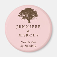 Pink oak tree wedding announcement save the date