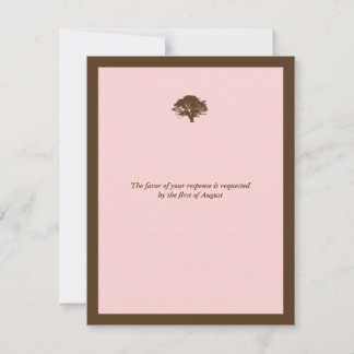 Pink oak tree wedding enclosure RSVP response card