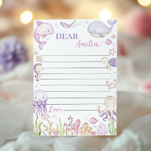 Pink Ocean Animals Party Time Capsule Message Card