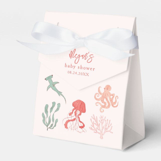 Pink Ocean Baby Shower Favour Box (Front Side)