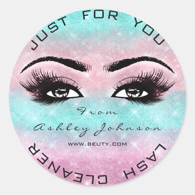 Pink Ocean  Beauty Glitter Lashes Makeup Cleaner Classic Round Sticker (Front)