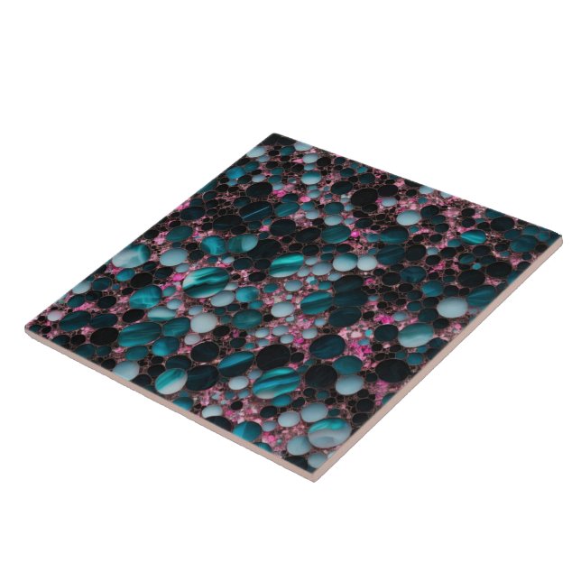 Pink Ocean Blue Gold Marble Modern Collection Tile (Side)