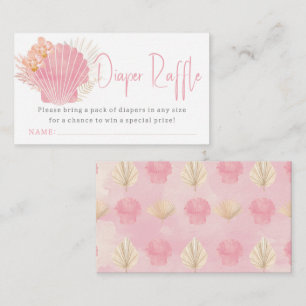 Pink Ocean Boho Girl Baby Shower Diaper Raffle Enclosure Card