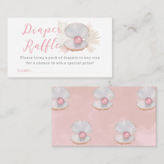 Pink Ocean Boho Girl Baby Shower Diaper Raffle Enclosure Card