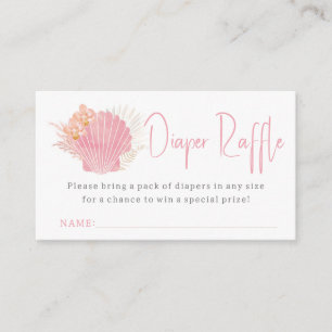 Pink Ocean Boho Girl Baby Shower Diaper Raffle Enclosure Card