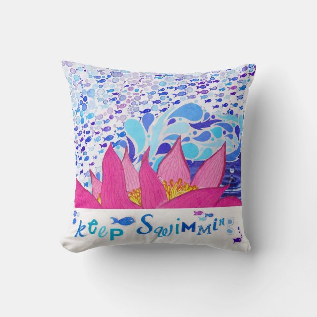 Pink Ocean Pillows 16x16 Home Throw Nautical Decor (Front)