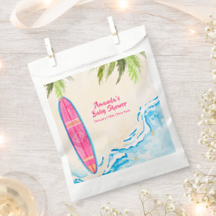 Pink Ocean Surf Plam Tree Beach Baby Shower Favour Bags