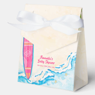 Pink Ocean Surf Plam Tree Beach Baby Shower Favour Box