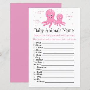 Pink Octopus Baby Animals Name Game