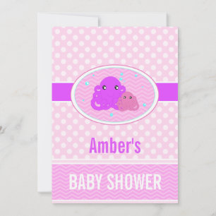 Pink Octopus Baby Shower Invitation
