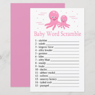 Pink Octopus Baby word scramble game