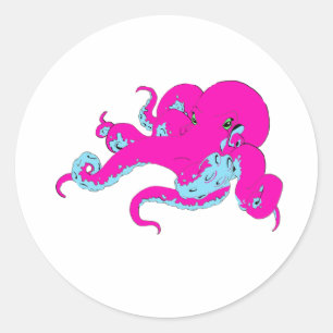 Pink Octopus Classic Round Sticker