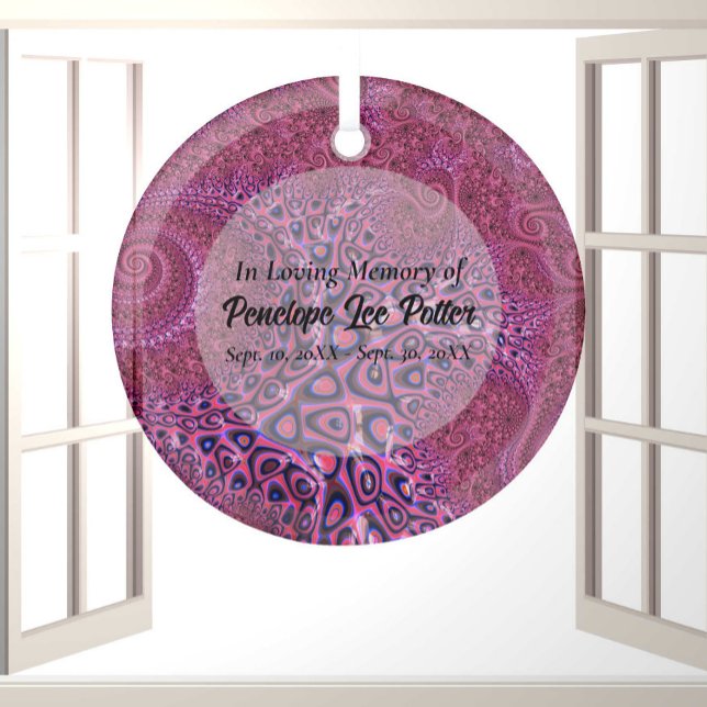 Pink Octopus Fractal Memorial Suncatcher  Glass Tree Decoration (Creator Uploaded)