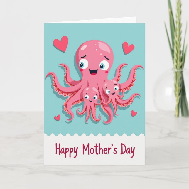 Pink Octopus Mothers Day Card (Front)