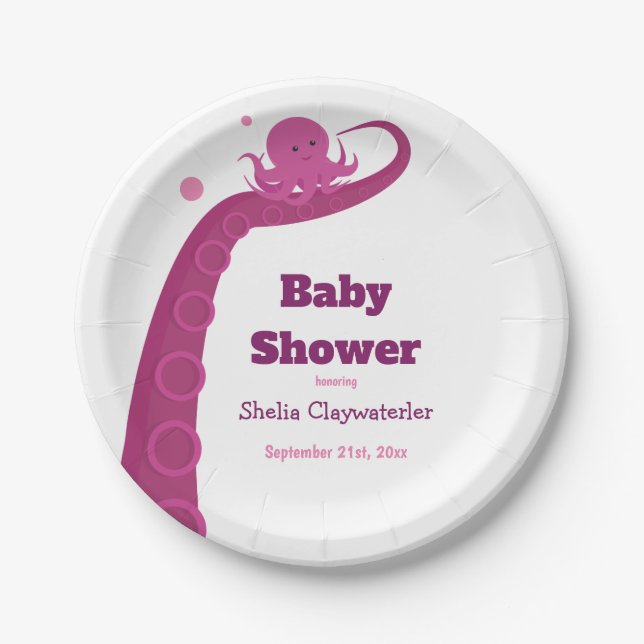 Pink Octopus | Paper Plates (Front)