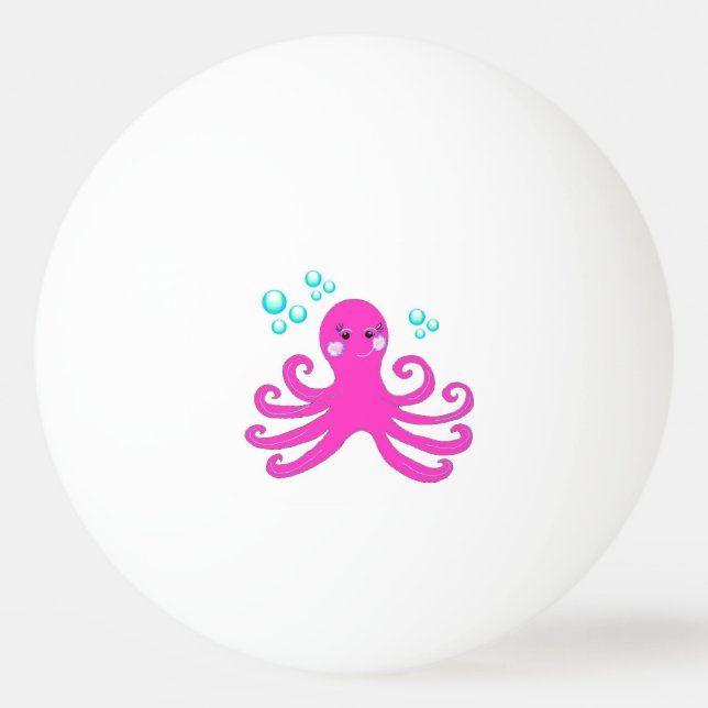 Pink Octopus Ping Pong Ball (Front)