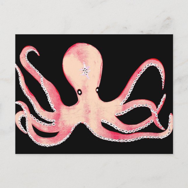 Pink Octopus Postcard (Front)