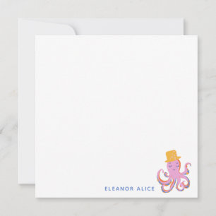 Pink Octopus Quirky Dancing Animal Personalised Card