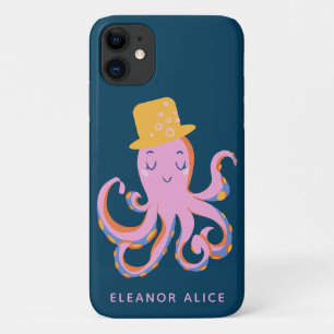 Pink Octopus Quirky Dancing Animal Personalised iPhone 11 Case