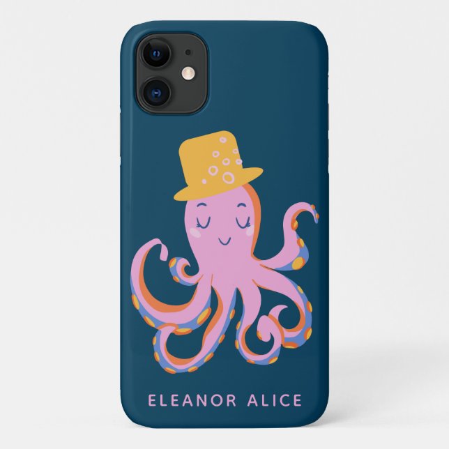Pink Octopus Quirky Dancing Animal Personalised Case-Mate iPhone Case (Back)