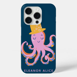 Pink Octopus Quirky Dancing Animal Personalised iPhone 15 Pro Case
