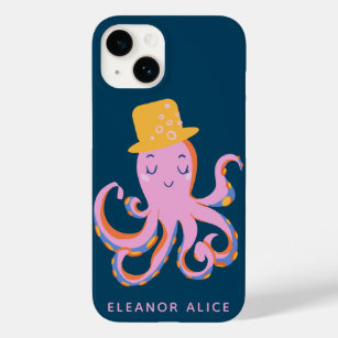 Pink Octopus Quirky Dancing Animal Personalised Case-Mate iPhone 14 Case