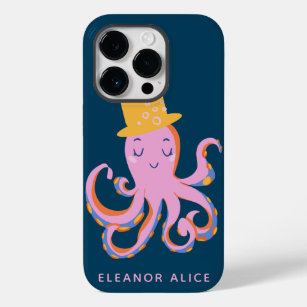 Pink Octopus Quirky Dancing Animal Personalised Case-Mate iPhone 14 Pro Case