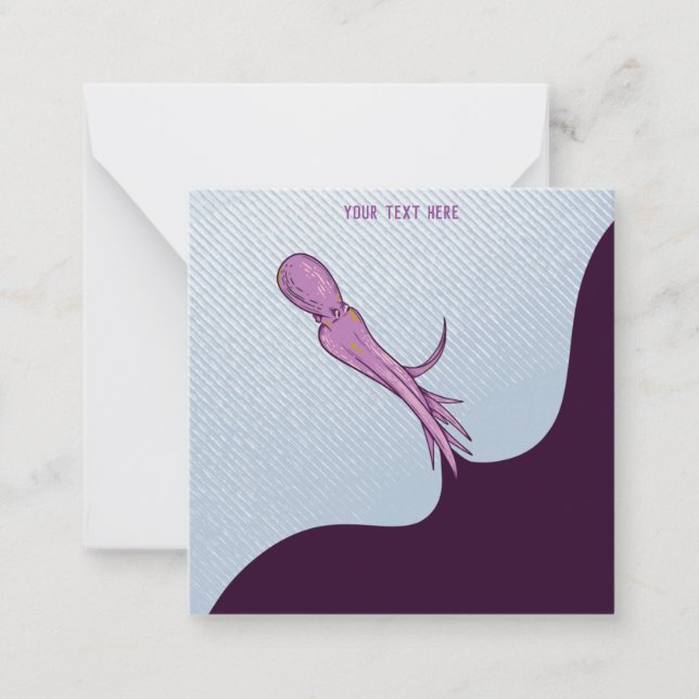 Pink octopus swimming card (Front)