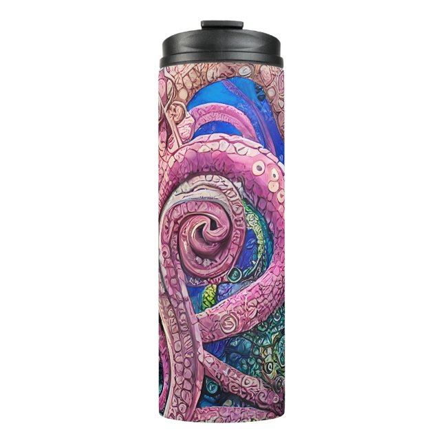 Pink Octopus Tentacles Thermal Tumbler (Front)