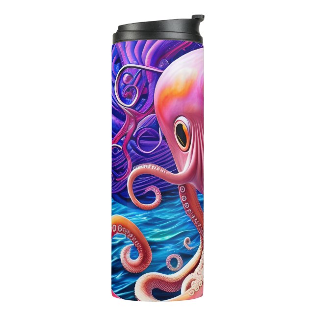Pink Octopus Thermal Tumbler (Rotated Left)