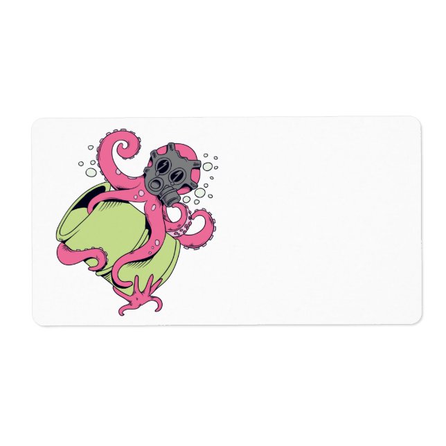 pink octopus wearing gas mask (Front)