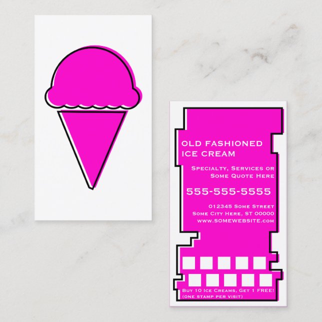 pink oddRex ice cream stamp card (Front/Back)