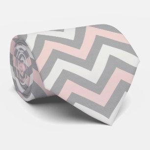 Pink, off-white and light grey chevron  tie
