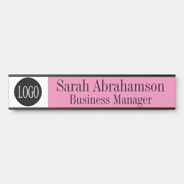 Pink Office Door Sign Long 10" Name Plate (Front)