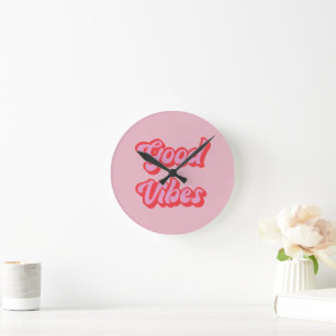Pink Office Round Clock
