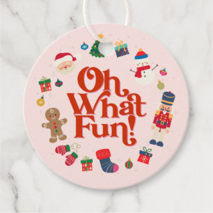 Pink Oh What Fun Christmas Birthday Favour Tag