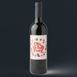 Pink Oh What Fun Christmas Birthday Party Wine Label<br><div class="desc">Oh What Fun! This pink Christmas collection is the perfect way to celebrate your little one's birthday in style during the magical holiday season! This printable template package is designed to make your child's winter birthday party unforgettable.</div>