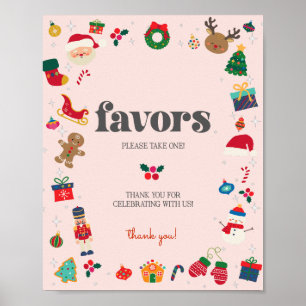 Pink Oh What Fun Winter Christmas Favours Sign