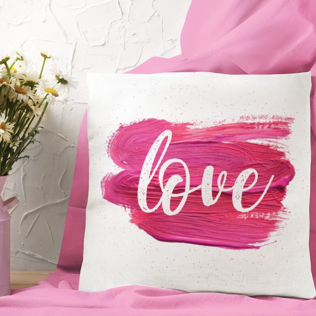 Pink Oil Paint Love quote Cushion (Creator Uploaded)