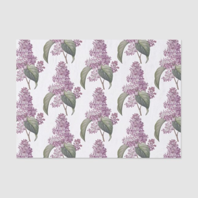Pink Old Fashioned Lilac Floral Print Decoupage Tissue Paper (Front)