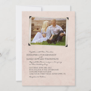 Pink Old Photo Album Page Wedding Invitations