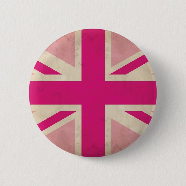 Pink Old Union Jack  Button Badge (Front)
