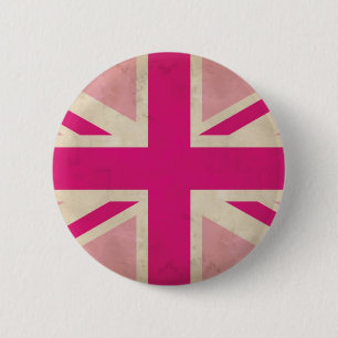 Pink Old Union Jack Button Badge