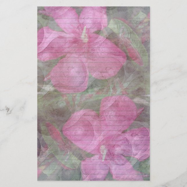 Pink Oleander 2 stationery - optional lines (Front)