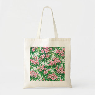 Pink Oleander Floral Botanical Pattern Tote Bag