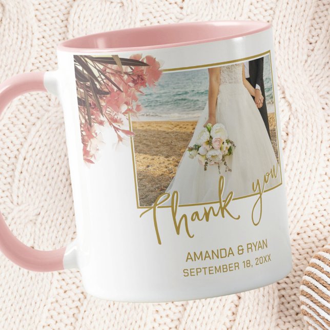 Pink Oleander Flowers Photo Thank you Wedding  Mug (Creator Uploaded)