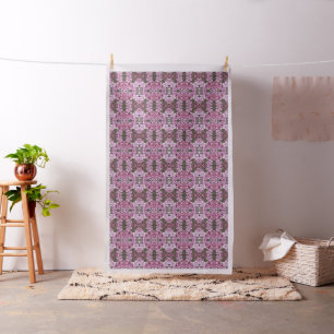 Pink Oleander Rose Laurel Black Outline Art Fabric