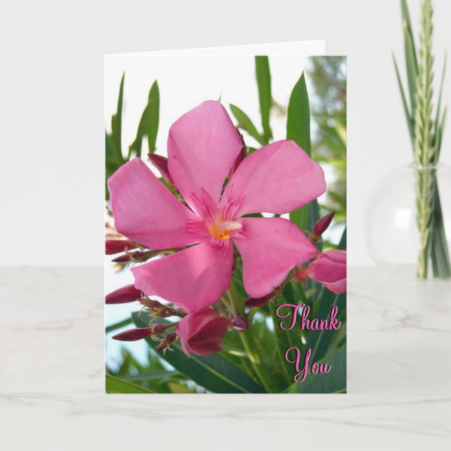 Pink Oleander Thank You Card (Front)