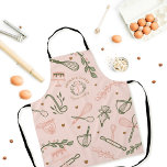 Pink & Olive Green Baking & Cooking Utensil Bakery Apron<br><div class="desc">Modern and chic bakery apron design features an assortment of our hand-drawn cooking and baking utensils (whisk, piping bag, pastry bag, stand mixer, spoon & rolling pin) The utensils are arranged around the apron. A beautiful colour palette of blush pink and olive green shades create this modern design. All artwork...</div>